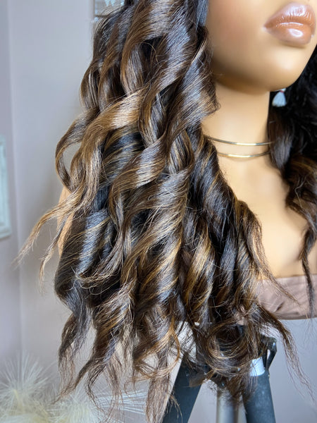 KENYA | Kinky Straight Custom Color Wig | 18 inch