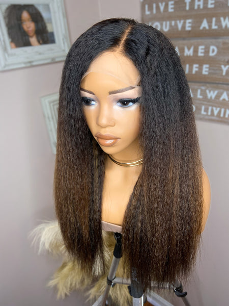 KENYA | Kinky Straight Custom Color Wig | 18 inch