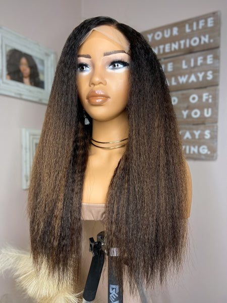 KENYA | Kinky Straight Custom Color Wig | 18 inch