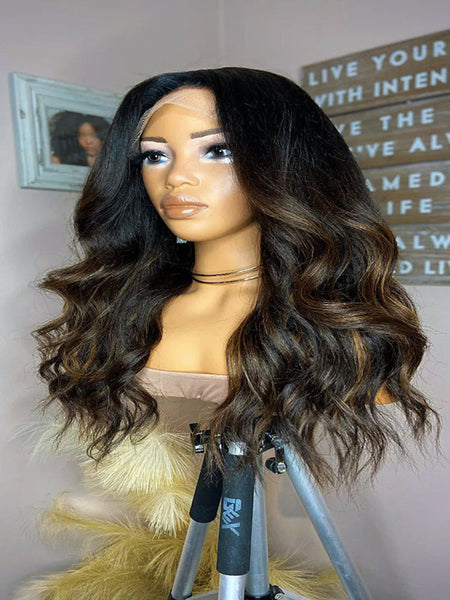 KENYA | Kinky Straight Custom Color Wig | 18 inch